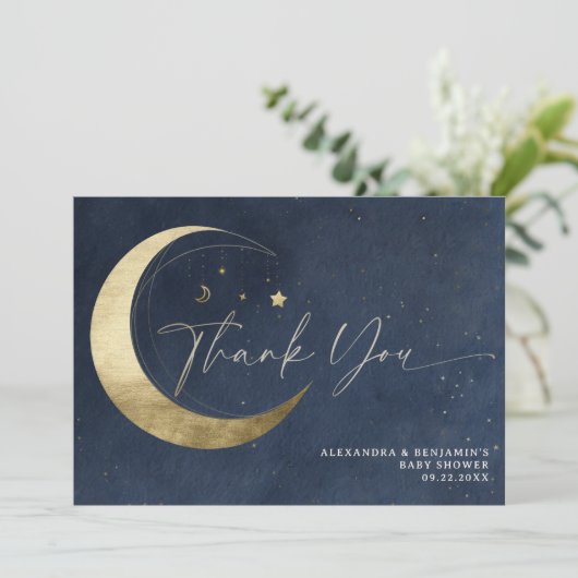 Maan Sterren Sterrennacht Twinkelende Marine Baby Bedankkaart (Staand voorkant)