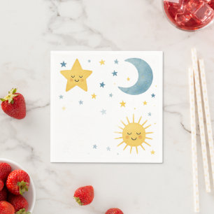 Maan, sterren, zon en wolk hemels Baby shower Servet