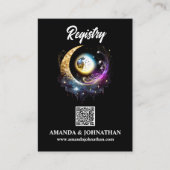 Maan sterren zwart magenta QR code register chic Informatiekaartje (Voorkant)