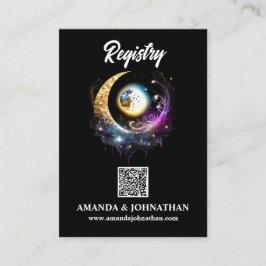 Maan sterren zwart magenta QR code register chic Informatiekaartje