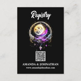 Maan sterren zwart magenta QR code register luna Informatiekaartje