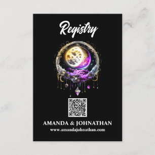 Maan sterren zwart magenta QR code register luna Informatiekaartje