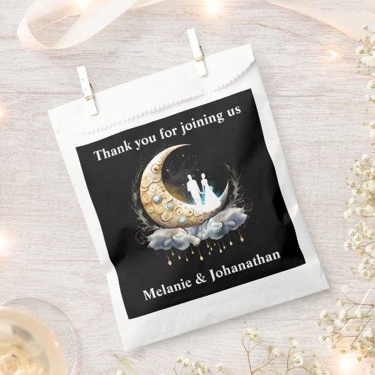 Maan sterrenhemel hemels halve maan paar bedankzakje (Geknipt)