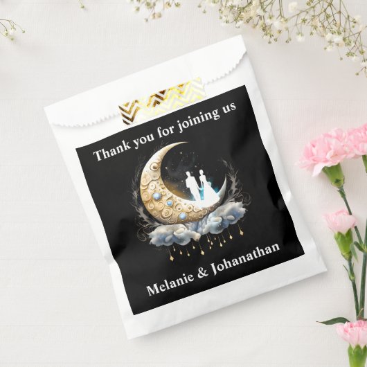 Maan sterrenhemel hemels halve maan paar bedankzakje (Gezegeld)