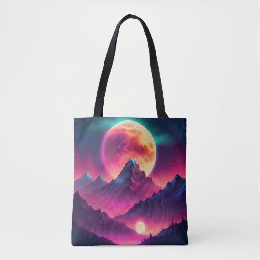 Maan stijgend tussen de bergen tote bag (Voorkant)