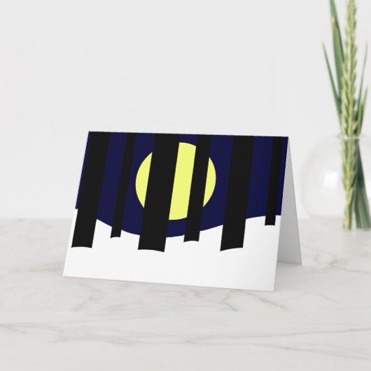 Maan stijgt in de buurt van bos in de winter: Blan Kaart (Voorkant)