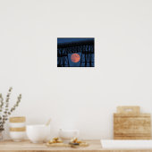Maan stijgt onder loopbrug poster (Keuken)