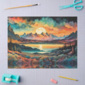 Maan stijgt over bergen, retro kleurenontwerp tissuepapier (Craft)