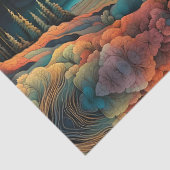 Maan stijgt over bergen, retro kleurenontwerp tissuepapier (Detail)