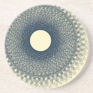 Maan straalt zwart licht abstracte kunst uit zandsteen onderzetter