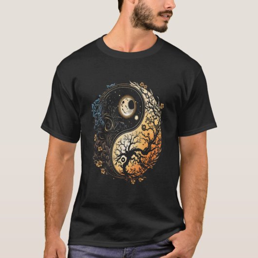 Maan Sun Yin Yang Dag en Nacht 2 T-shirt (Voorkant)