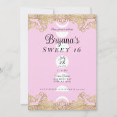 Maan Tempel Roze & Goud Sierlijk Sweet 16 Kaart (Voorkant)