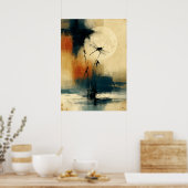 Maan Tonbo Japanse Sumi-E Abstract Libel Wall Poster (Keuken)