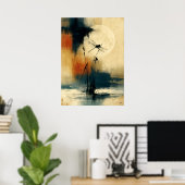 Maan Tonbo Japanse Sumi-E Abstract Libel Wall Poster (Thuiskantoor)