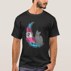 Maan Transgender Vlag Kat LGBTQ Veilige Ruimte Gay T-shirt
