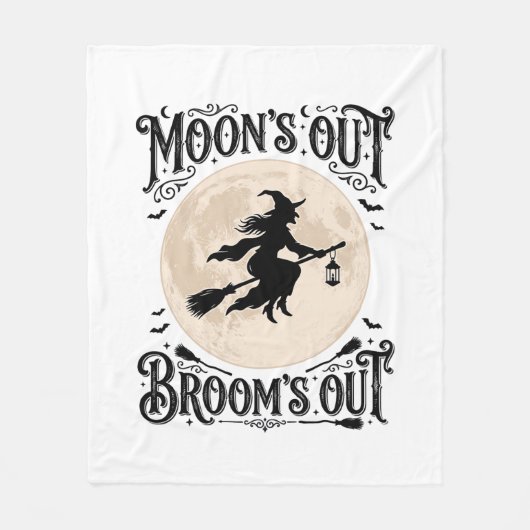 Maan Uit Bezem Uit Heks Halloween Fleece Deken (Voorkant)