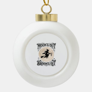 Maan Uit Bezem Uit Heks Halloween Keramische Bal Ornament