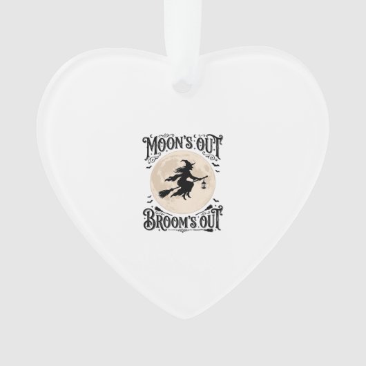 Maan Uit Bezem Uit Heks Halloween Ornament (voorkant)