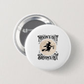 Maan Uit Bezem Uit Heks Halloween Ronde Button 5,7 Cm (Voorkant /achterkant)