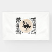 Maan Uit Bezem Uit Heks Halloween Spandoek (Horizontaal)
