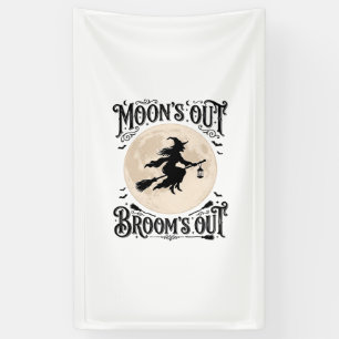 Maan Uit Bezem Uit Heks Halloween Spandoek