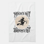 Maan Uit Bezem Uit Heks Halloween Theedoek (Verticaal)