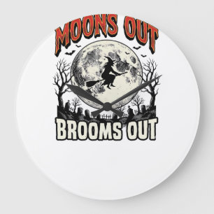 Maan uit Bezem uit Vintage Halloween Heks Ontwerp Grote Klok