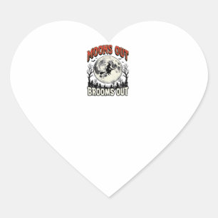 Maan uit Bezem uit Vintage Halloween Heks Ontwerp Hart Sticker