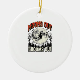 Maan uit Bezem uit Vintage Halloween Heks Ontwerp Keramisch Ornament