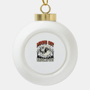 Maan uit Bezem uit Vintage Halloween Heks Ontwerp Keramische Bal Ornament
