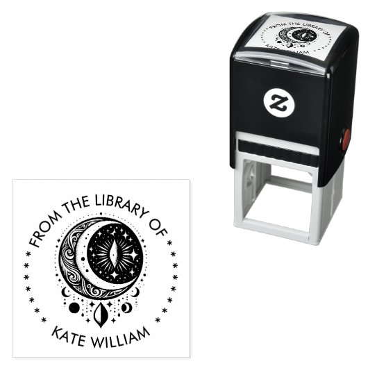  Maan Uit de Bibliotheek van Ronde postzegel Zelfinktende Stempel (In situ)