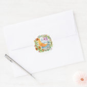 Maan uit de doos ronde sticker (Envelop)