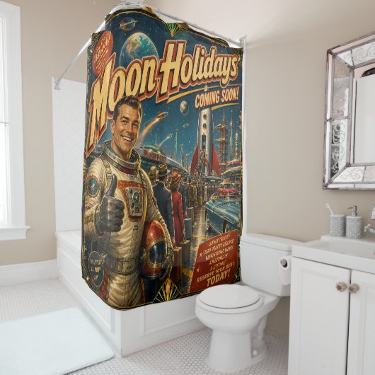 Maan vakanties, douchegordijn (In situ)