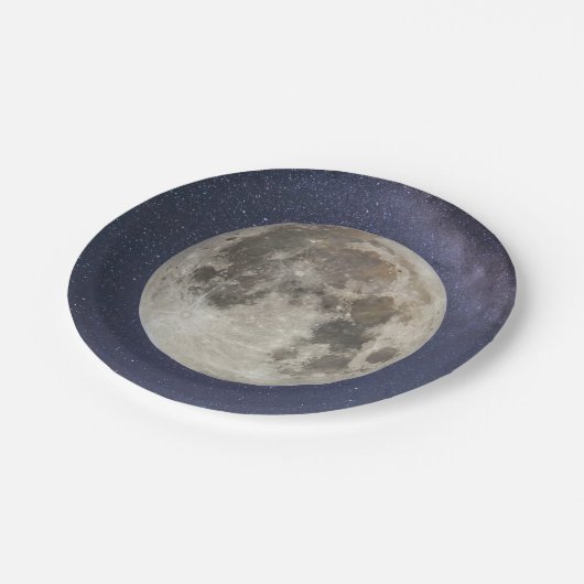 Maan van de aarde papieren bordje (Gekanteld)