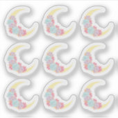 Maan & Vetplanten Pastel Boho Chic Bloemig Cactus Sticker (Voorkant)