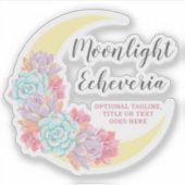 Maan & vetplanten Pastel Boho Floral Cactus Logo Sticker (Voorkant)
