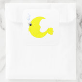 Maan Vis Vierkante Sticker (Tas)