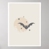 Maan, Vleermuis & Ruïne Kasteel. Halloween Poster (Voorkant)
