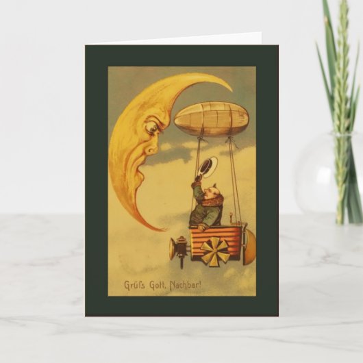 Maan & Vliegtuig Groeten Kaart (Voorkant)