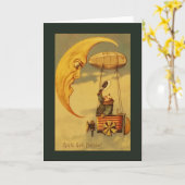 Maan & Vliegtuig Groeten Kaart (Gele Bloem)