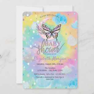 Maan Vlinder Sterren & Wolken Tie Dye Baby Shower Kaart