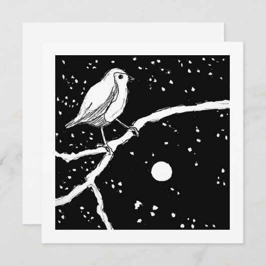 Maan Vogel Feestdagenkaart (Voorkant / Achterkant)