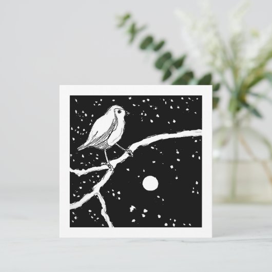 Maan Vogel Feestdagenkaart (Staand voorkant)