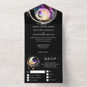 Maan volle maan hemelse constellatie nachtster all in one uitnodiging (Binnen)