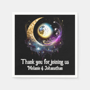 Maan volle maan sterrennacht hemels zwart roze servet