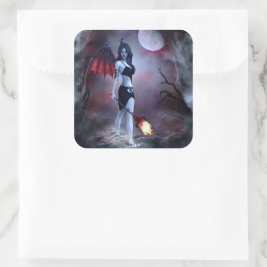 Maan vuur Succubus Vierkante Sticker (Tas)