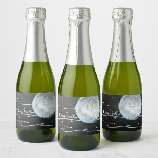 Maan wijnfles sparkling wijnetiket (Flessen)