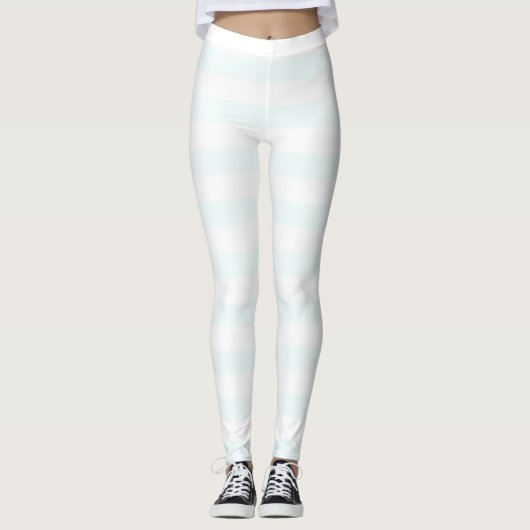 Maan wit en wit kleur horizontaal gestreept leggings (Voorkant)