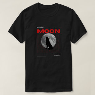 Maan Wolf Grafisch Zwart Esthetisch T-Shirt