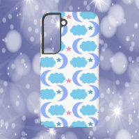 Maan Wolk Sterren Blauw Paars Roze
